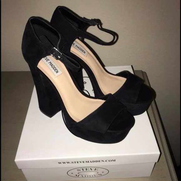 Black Steve Madden chunky heel Size 9 - Picture 2 of 3